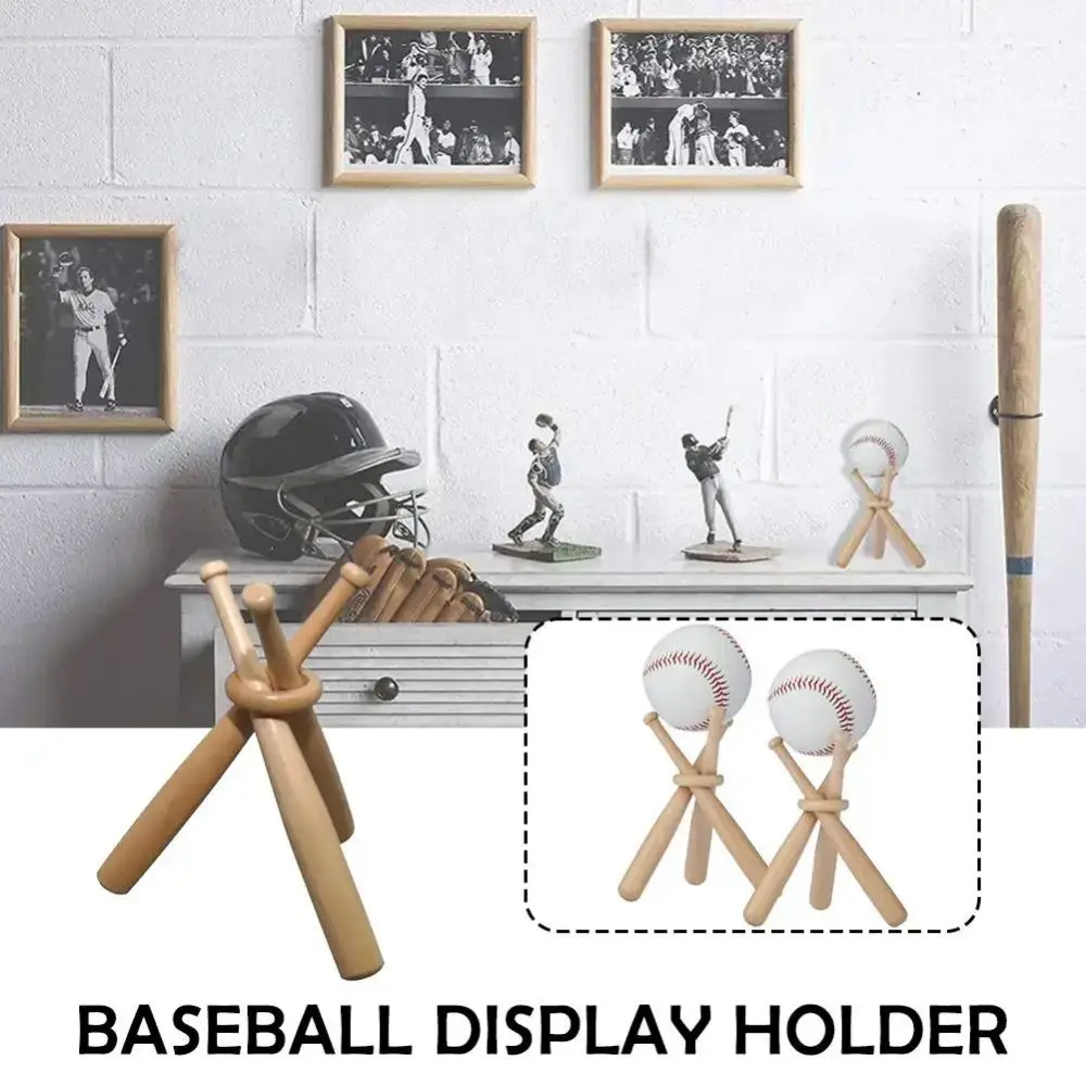 Mini Baseball Holder Wooden Golf Tennis Ball DIY Triangle Base Baseball Bat Display Stand Durable Baseball Accessories