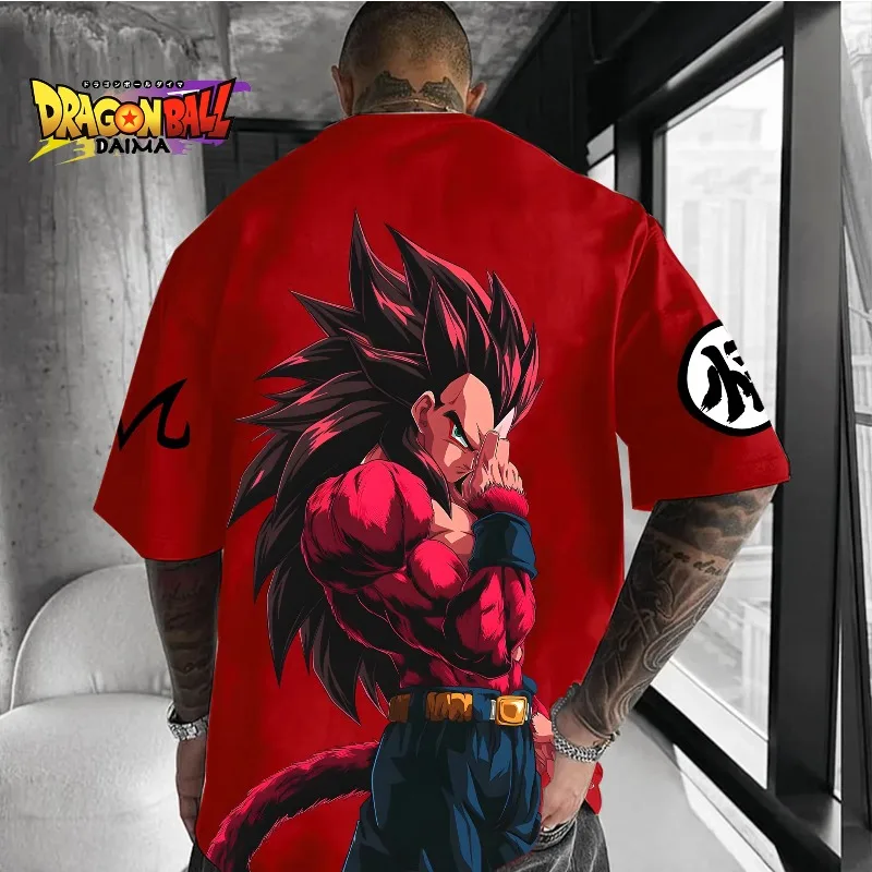 DRAGON BALL 2025 Camiseta de algodón de verano para hombre Super Saiyan Street Anime impreso Harajuku suelto Casual versátil Top para padres e hijos