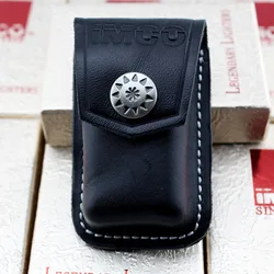 Fashion Genuine Leather Black Cgarette Lighter Box For IMCO Austria Lighters Case High Quality Waist Bag Smoking Accessories