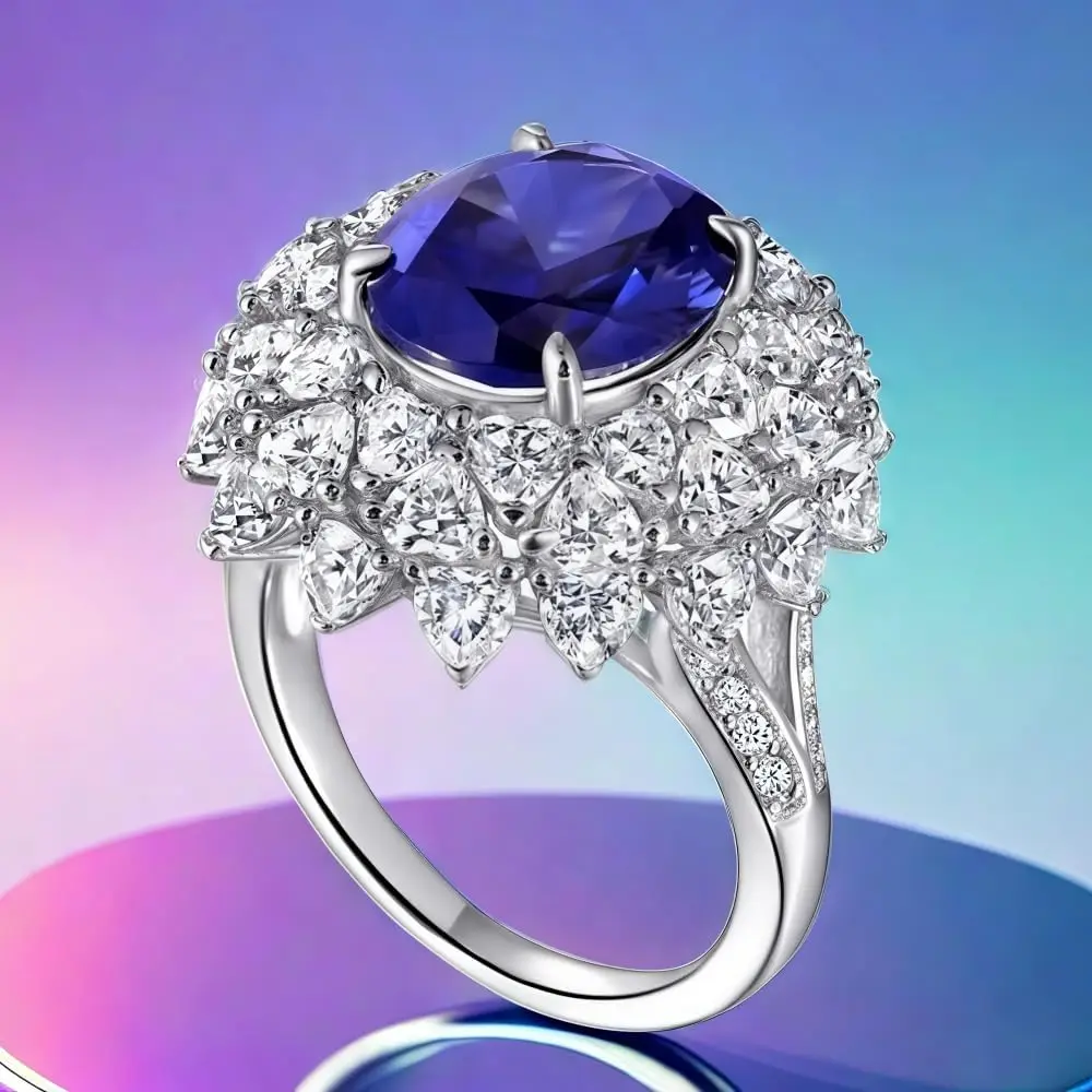 S925 الفضة 6CT مقلد الياقوت حجر وعد الزفاف المشاركة الذكرى عيد ميلاد الدائري للنساء كهدايا مجوهرات