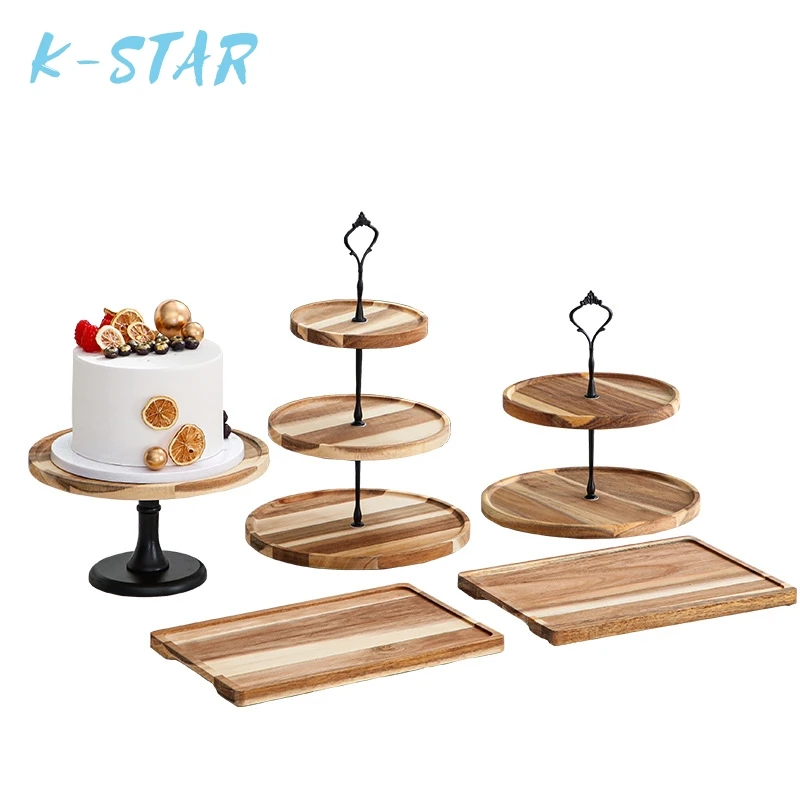 K-STAR Fruit Plate Creative Modern Wooden Living Room Multi-layer Snack Net Red Fruit Plate Light Luxury Three-layer Snack Plate