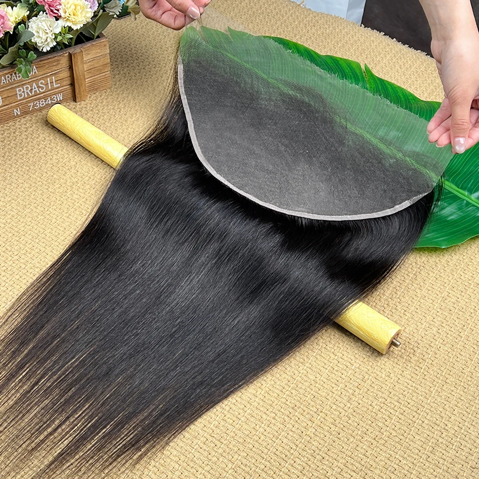 

Прямые человеческие волосы Real HD с кружевом спереди 13x6 # 1B Натуральный черный цвет, предварительно выщипанные невидимые кружева, 100% необработанные человеческие волосы