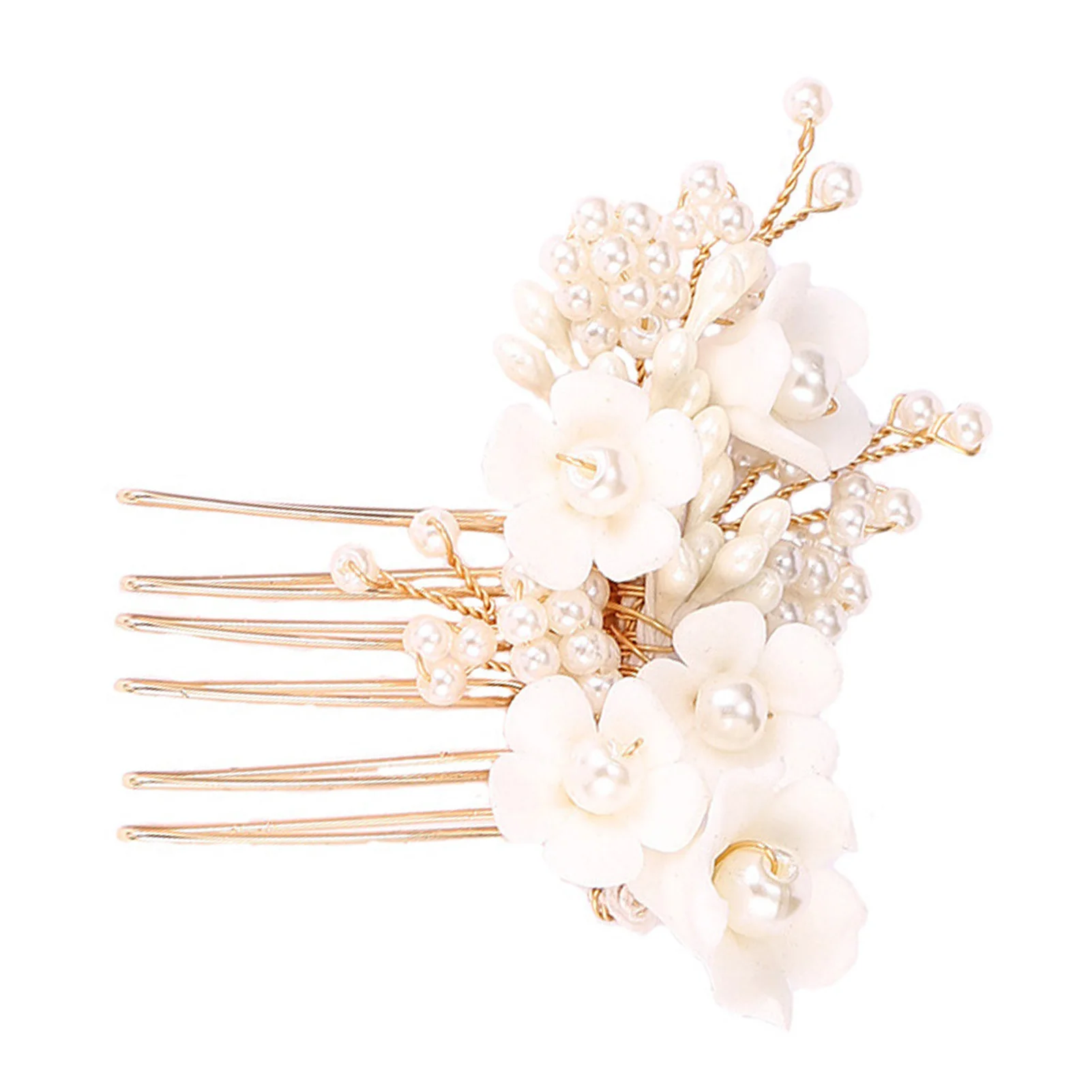 

Bride Flowers Hair Side Comb Clips Women 6-teeth Comb Barrette with Luxurious Pearls for Princess Party Favors Accessories