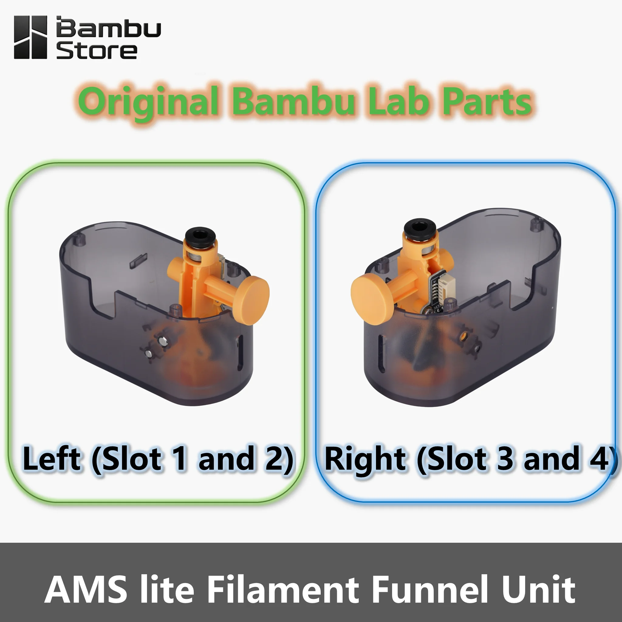 Bambu Lab AMS Lite Filament Funnel Unit (Left/Right) with Detection Sensor for A1/A1 Mini 3D Printer. Includes Feeder Slots 1-2