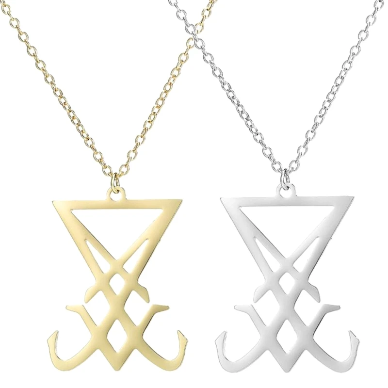 for Creative Satan Symbol Necklace Sigil of Lucifer Pendant Chain Hip Hop Devil Jewelry Fashion Accessories Rustproof