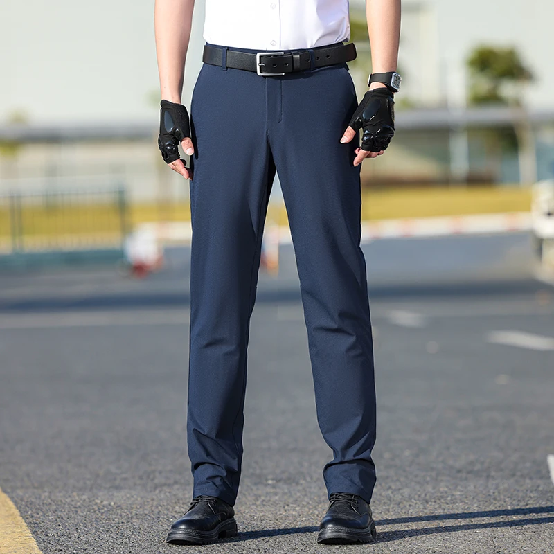 

5007B повседневные брюки из ледяного шелка, мужские летние тонкие деловые брюки, новые свободные прямые брюки