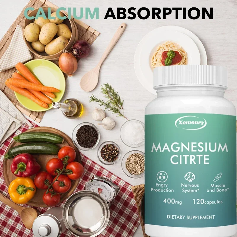 Premium Magnesium Citrate Supplement 400 Mg, Advanced Formula, Gluten-Free, Non-GMO, Vegan Friendly, 120 Capsules