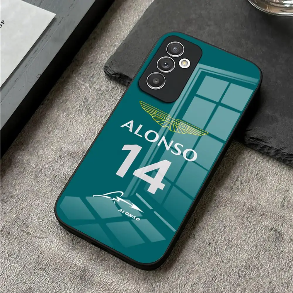 A-Alonso 14 Aston Martin F1 Phone Case for Samsung S24 Ultra S23 S22 S20 Fe S21 Plus Galaxy A54 A34 A24 A53 Note 20 Glass Cover