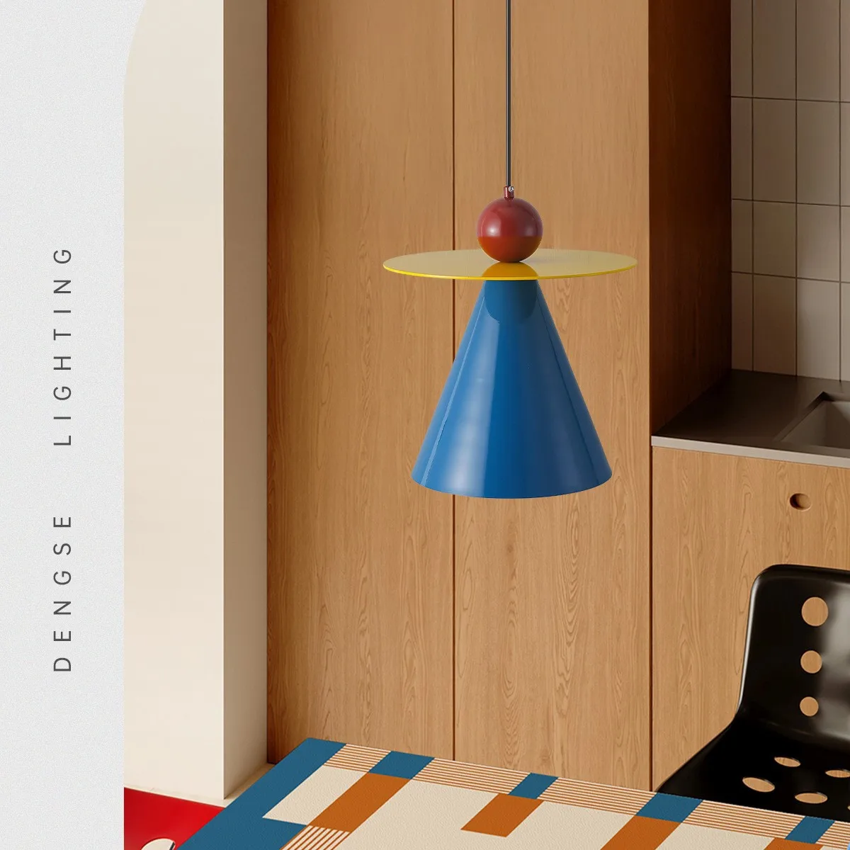 

Memphis Morandi bedside chandelier dopamine stripe haute couture designer restaurant cartoon children's room lamp