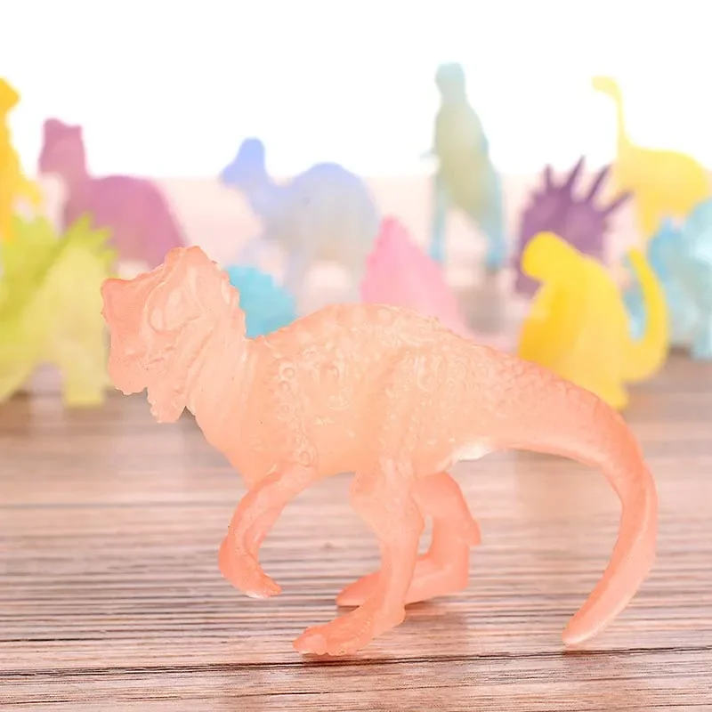 16pcs/set Mini Luminous Jurassic Noctilucent Dinosaur Toys Glow In The Dark Dinosaurs Baby Boys Gift for Children Novelty Model