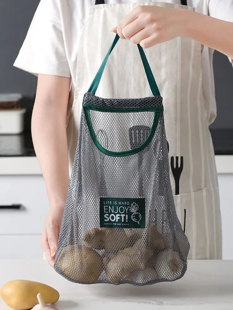 vanzlife Kitchen vegetable storage pockets hanging string organising bag pouch household garlic onion permeable hollow bag