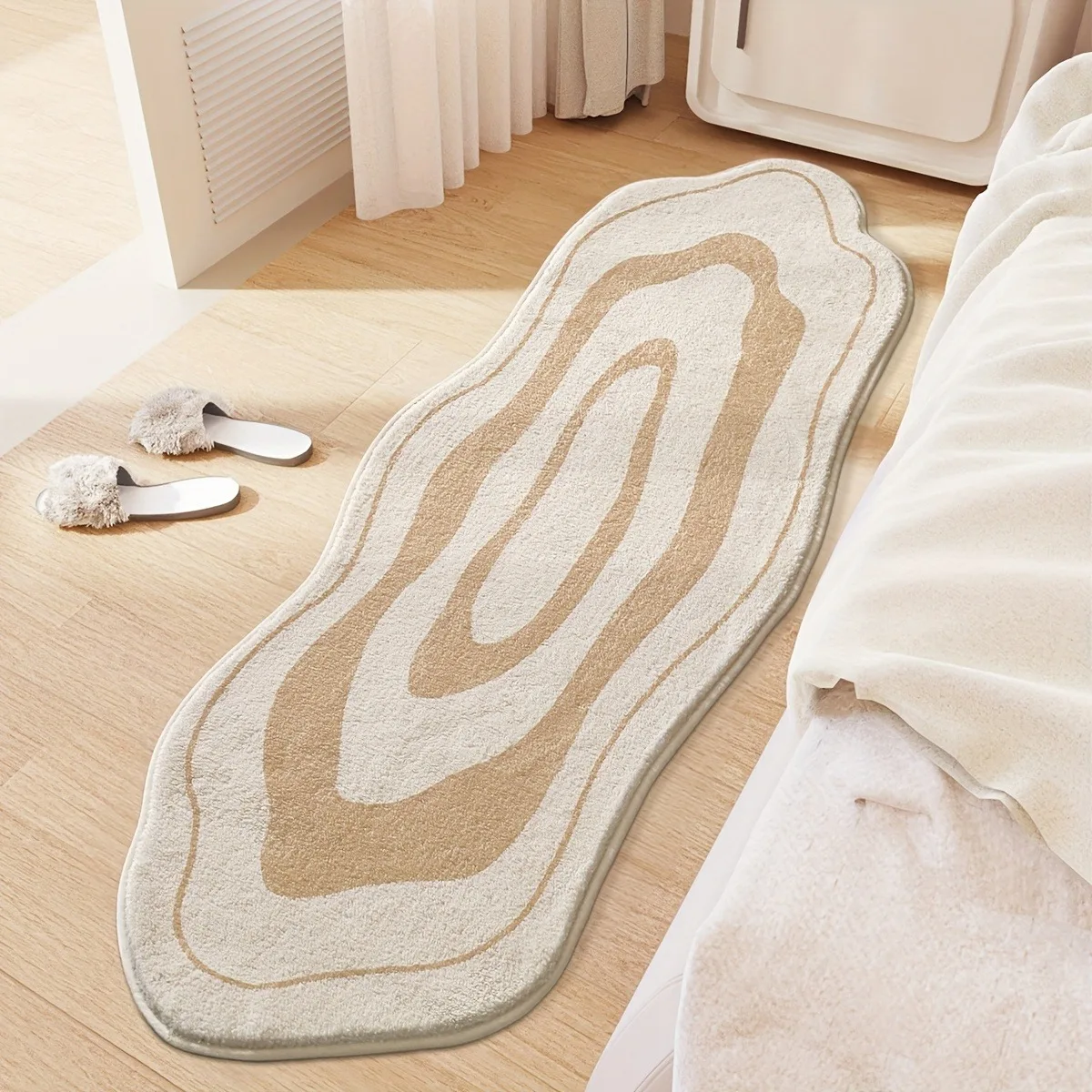 

Cream Style Irregular Carpet Minimalist Bedroom Rug Shaggy Lounge Coffee Table Pad Mat Home Non-slip Rugs