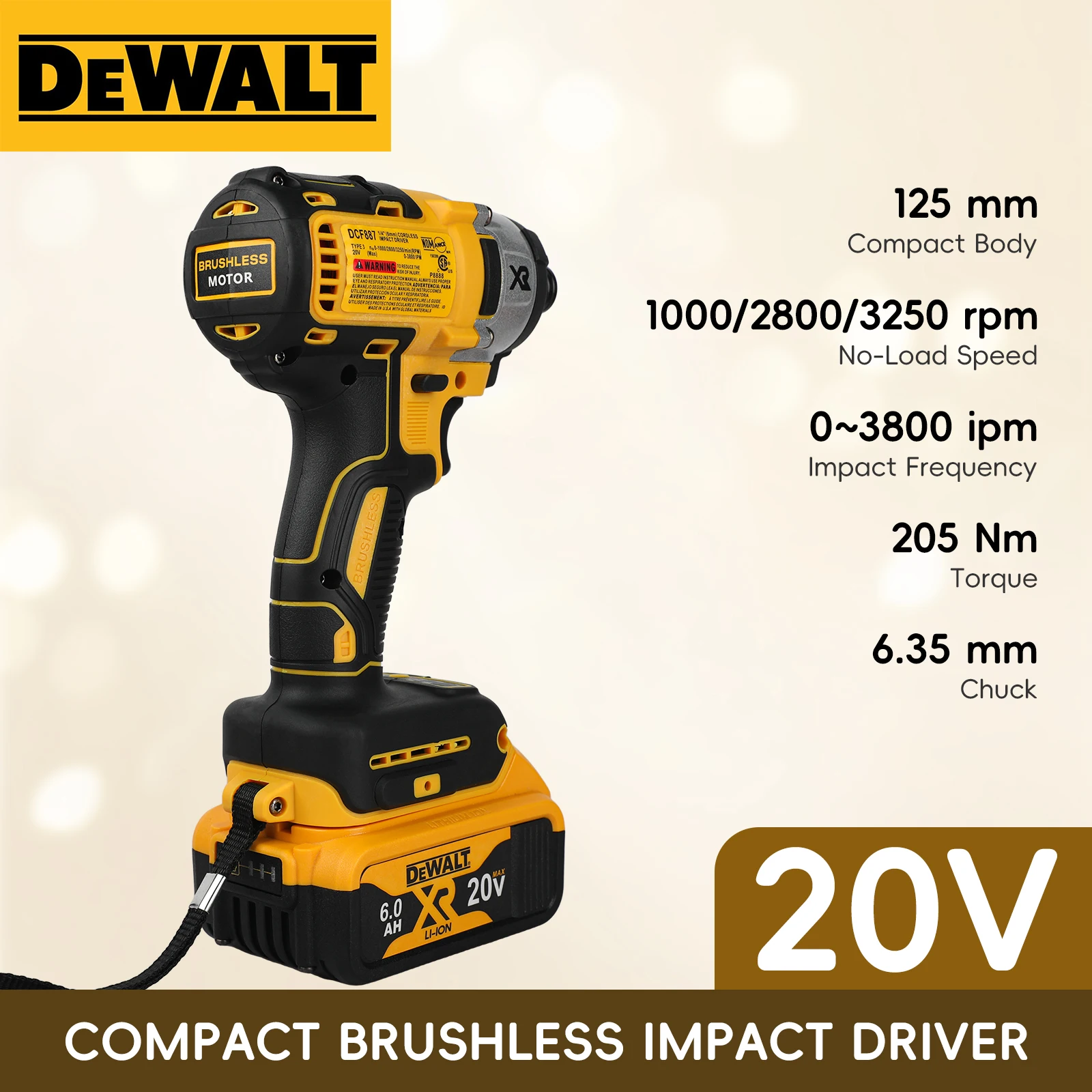 

Dewalt Brushless Electric Impact Screwdriver Cordless Drill Electric Drill for Dewalt 20V Battery (Battery Not Included)