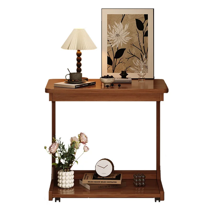 

Mobile coffee table, light luxury and high-end small bedside table, medieval wabi-sabi wind, side cabinet, solid wood