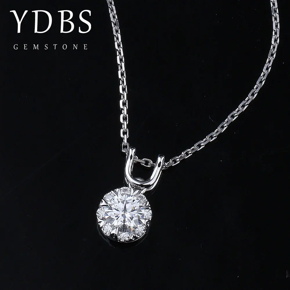 

0.5CT 5.0MM Round Moissanite D VVS Moissanite Weding Pendant Necklace for Women Solid 14k White Gold