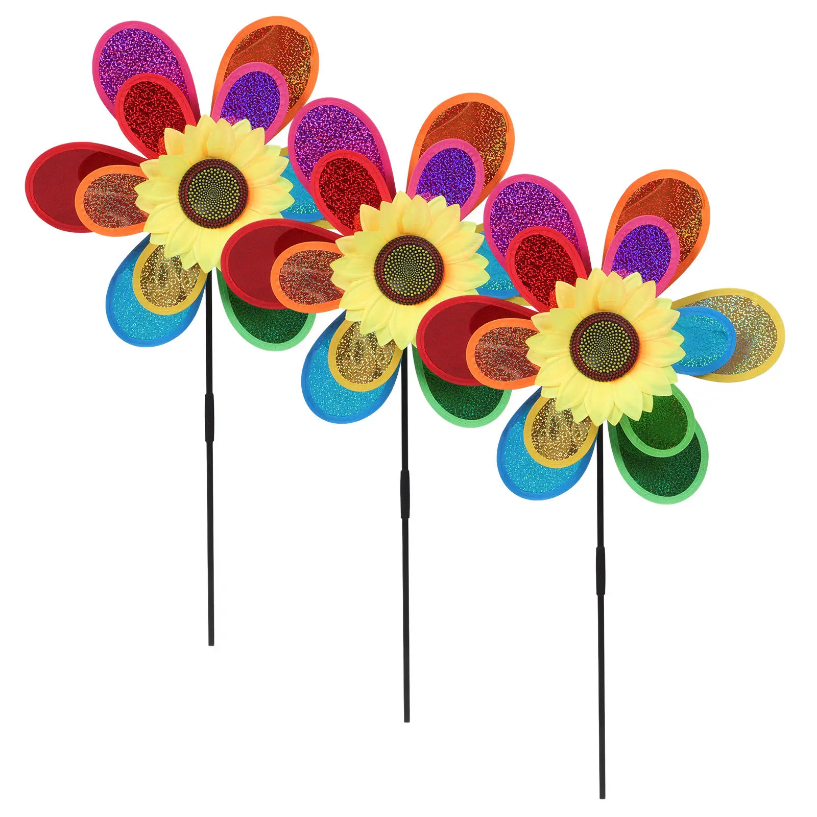 

Набор из 3 двухслойных сверкающих ветряных мельниц: красочный декор для сада, уличный подвесной декоративный элемент, украшение для двора