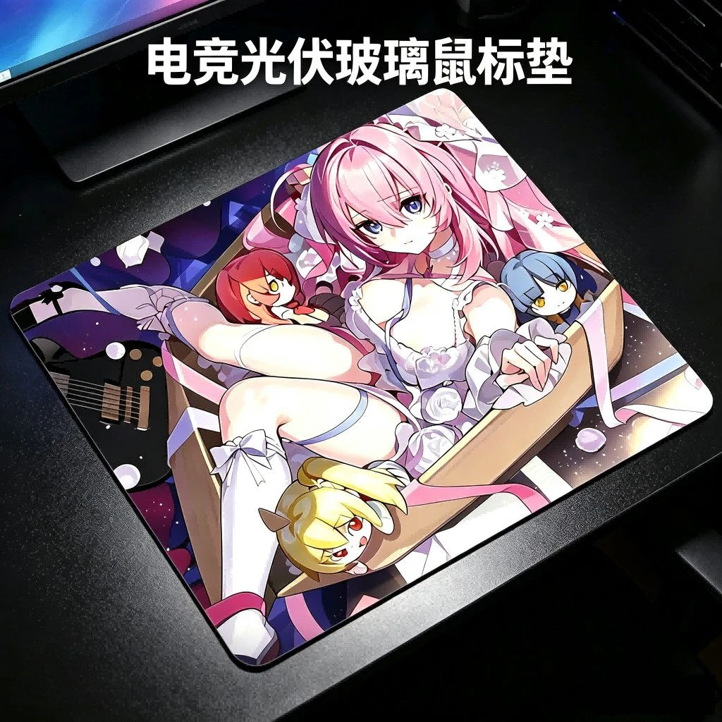 Japanese Anime Samurai Girl Y2K Glass Mouse Pad Large Custom Frosted Surface Desk Mat Tempered FPS Office Pad Gaming Accessories 3