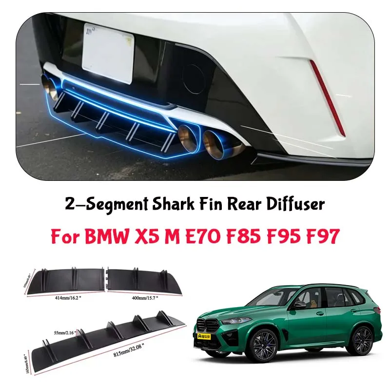 For BMW X5 M E70 F85 F95 F97 Shark Fin Rear Diffuser Split Chassis Spoiler Auto Aerodynamic Parts Aerodynamic Modification
