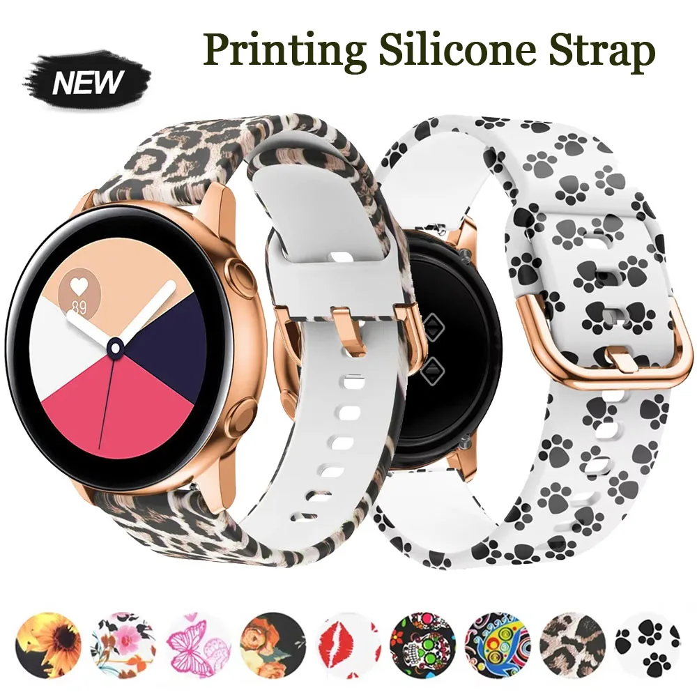 20mm Printing Silicone strap for Samsung Galaxy Watch 7 6 5 4 40/44mm band Amazfit Active 2 Garmin Forerunner 570 47mm Bracelet