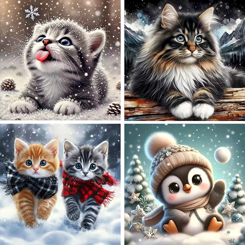 

GATYZTORY Diamond Painting Black Cat Animal Pattern For Adults Beginners Diamond Mosaic Butterfly Embroidery Home Decoration