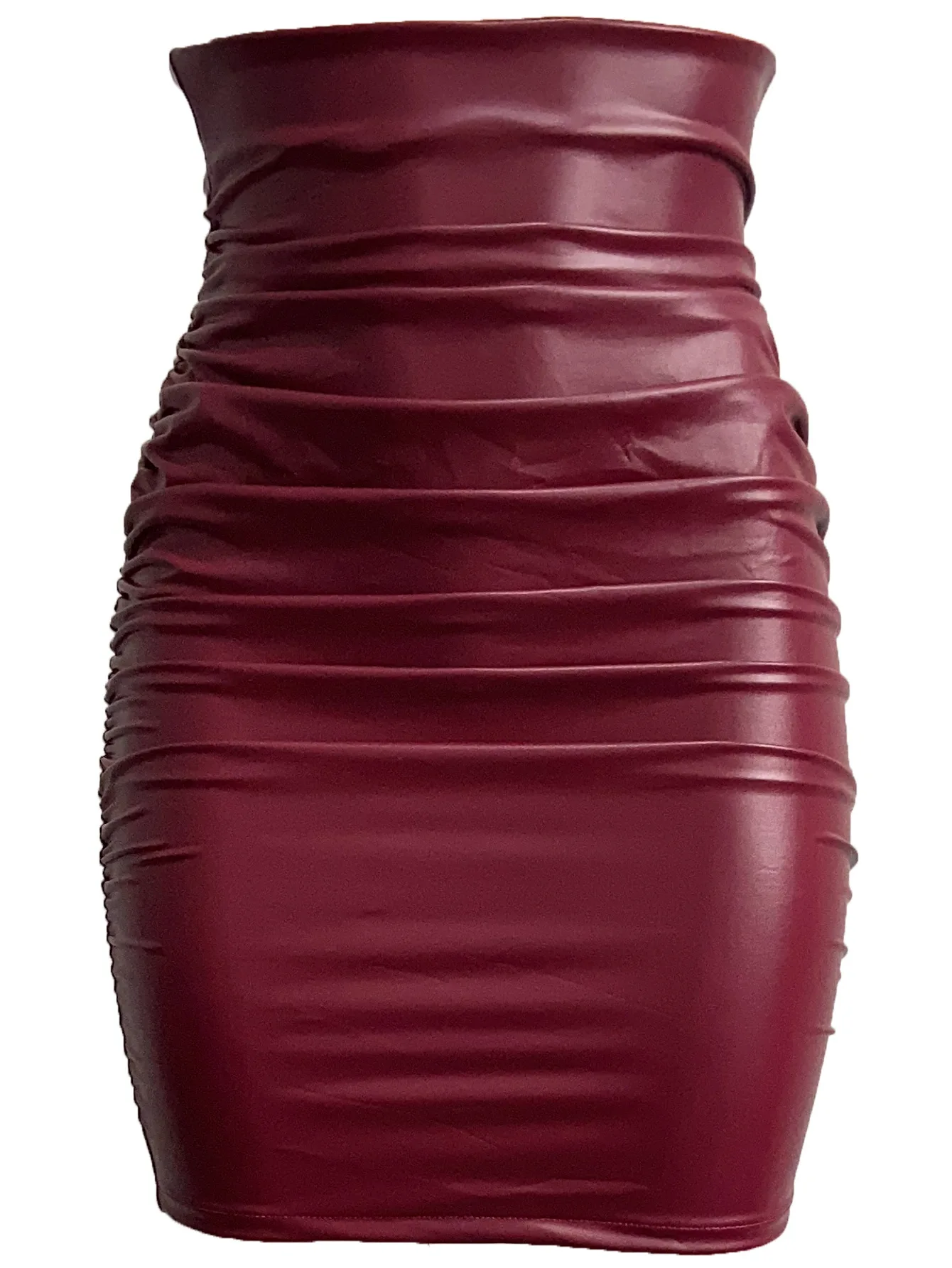 Damen Sexy PU-Rock, Figurbetonter Hochtaillierter Kurzer Rock aus Schwarzem Kunstleder – Detail 10