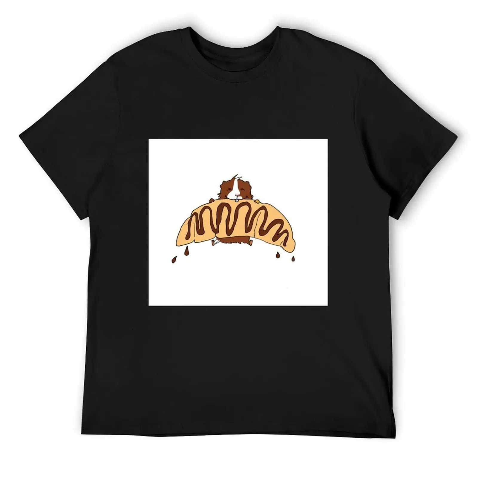 

Chocolate Croissant Guinea Pig T-Shirt blue archive man t shirt graphics customs design your own mens designer t shirt