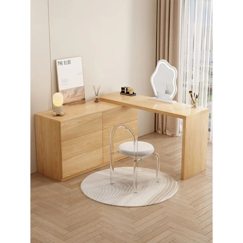 Solid Wood Dresser Makeup Table Cream Integrated Storage Cabinet Bedroom Household Desk Dressing Table