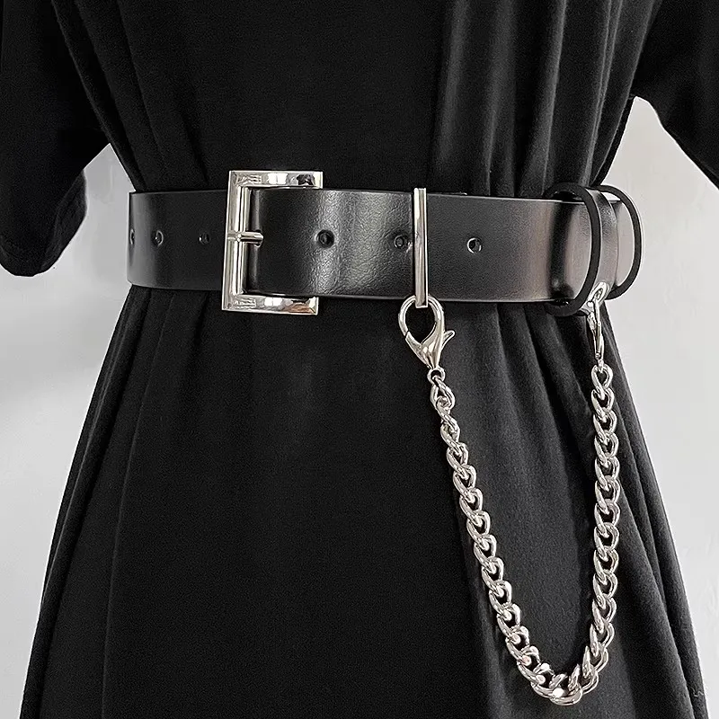black-genuine-leather-belt-women's-metal-chain-punk-corset-female-cummerbund-coat-waistband-dress-decration-wide-belt-j1362