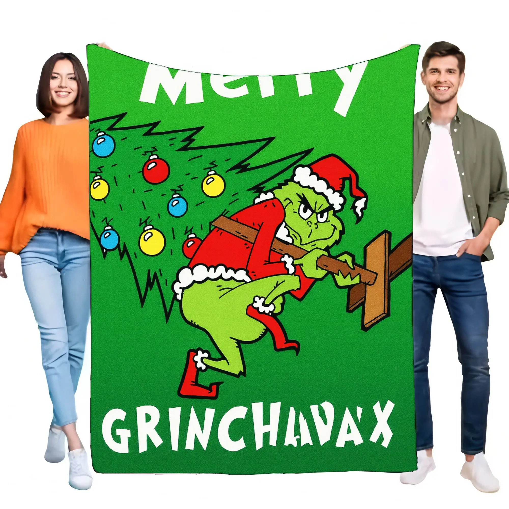 

Merry Grinch Blanket Soft Warm Cozy Throw for Christmas Holiday Decor Perfect Gift for Kids and Adults Lightweight Bed Sofa Cove