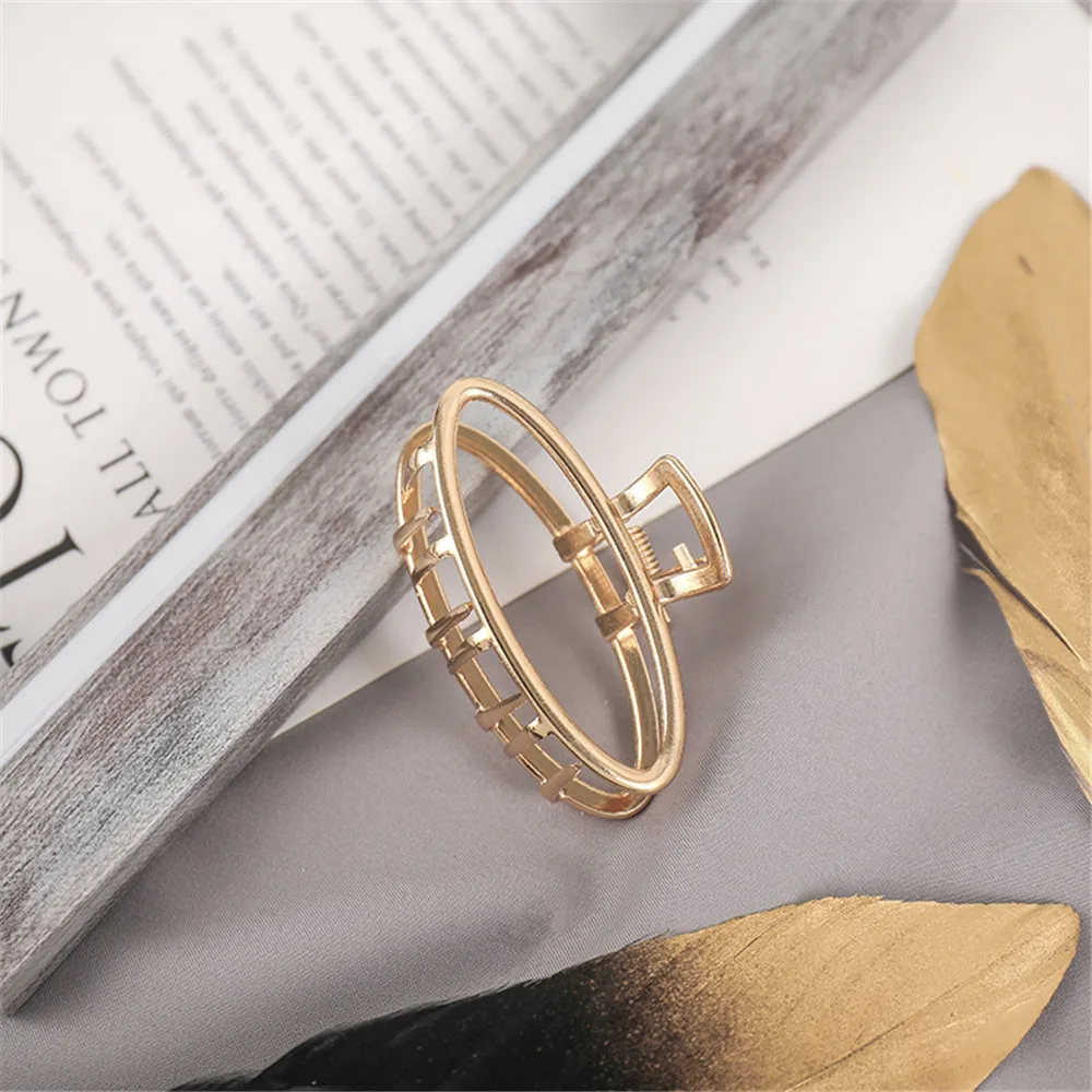 Simple Geometric Gold Color Metal Hair Claw for Women Girls Fashion Heart Cat Shape Barrette Hairgrip Hair Accessories Headwear