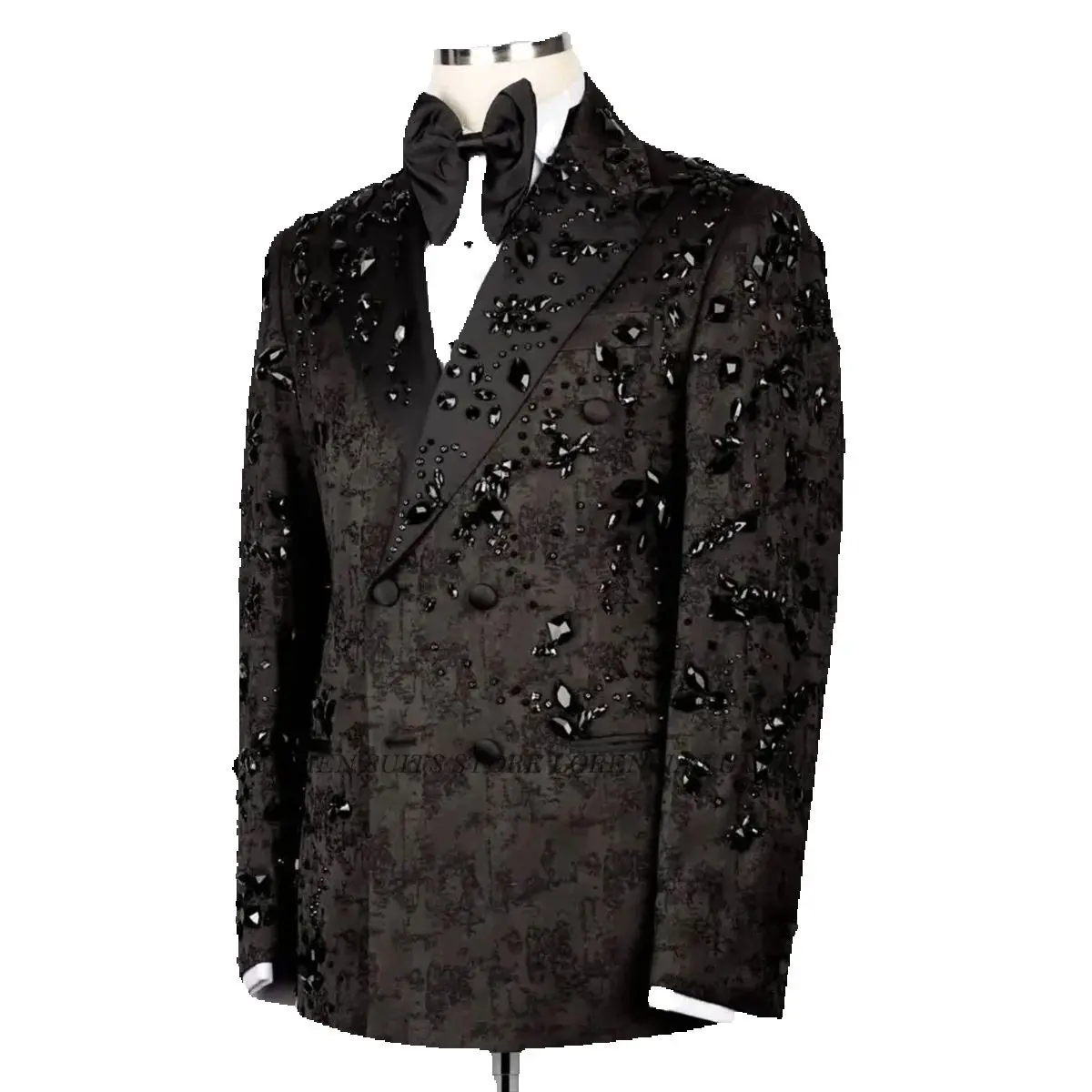 

Двубортные мужские костюмы с кристаллами по индивидуальному заказу, комплект из 2 предметов, свадебные смокинги для жениха, вечерние пиджаки для выпускного вечера, мужской костюм на день рождения, Homme