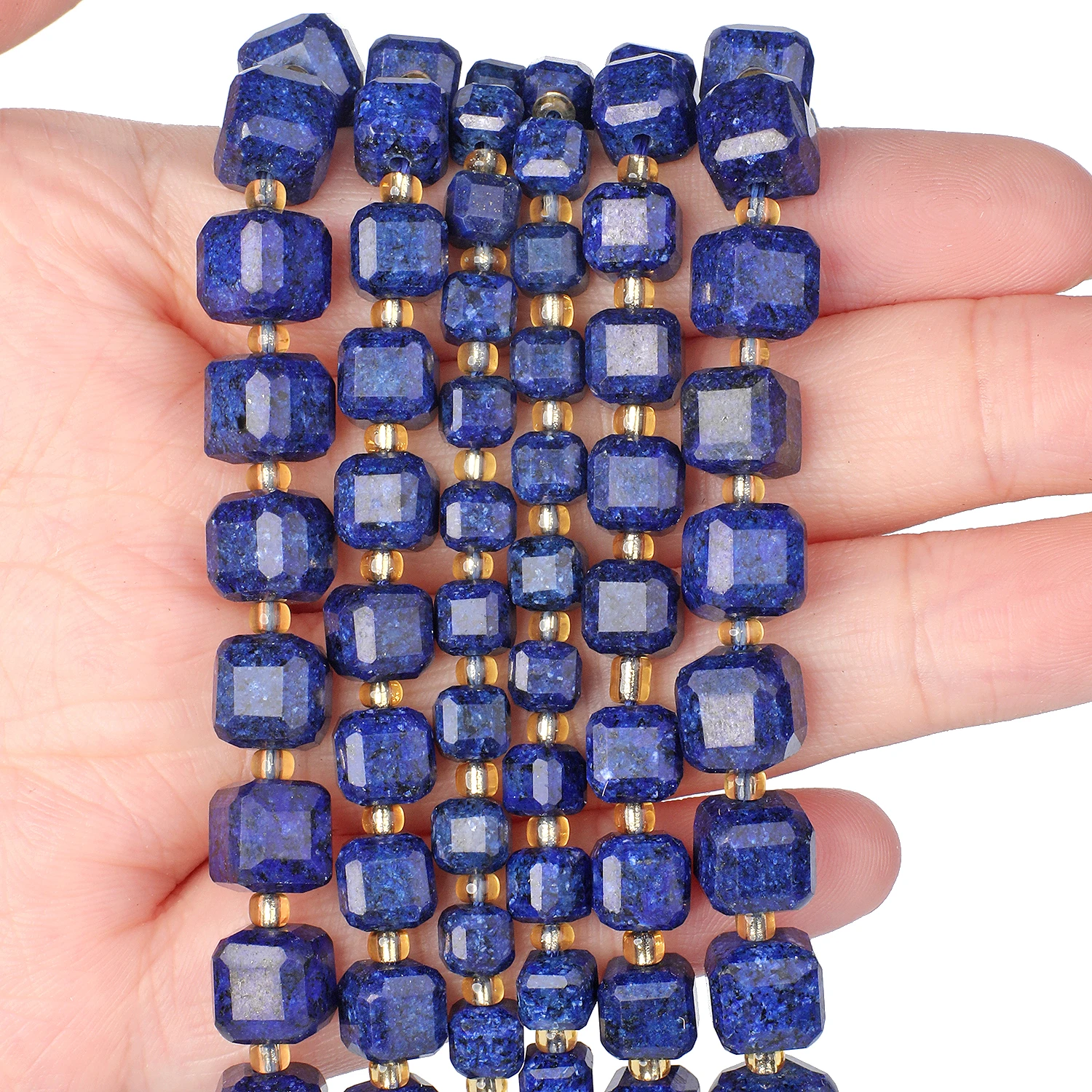 Facettierte Lapislazuli-Steinperlen, modische quadratische Würfelperlen für Schmuckherstellung, DIY-Armband, Ohrringe, Perlenzubehör – Detail 6