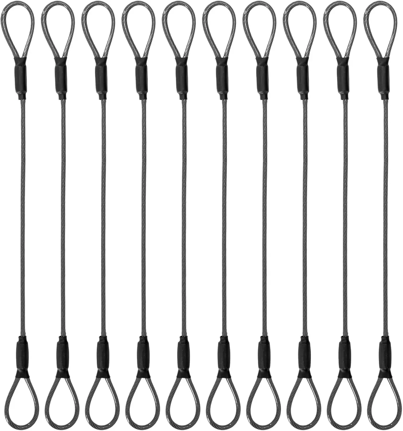 

Стальной тросовый замок безопасности 3,3 мм - гибкий, устойчивый к погодным условиям, для путешествий на открытом воздухе и багажа (черный, 12 дюймов/10 шт.)