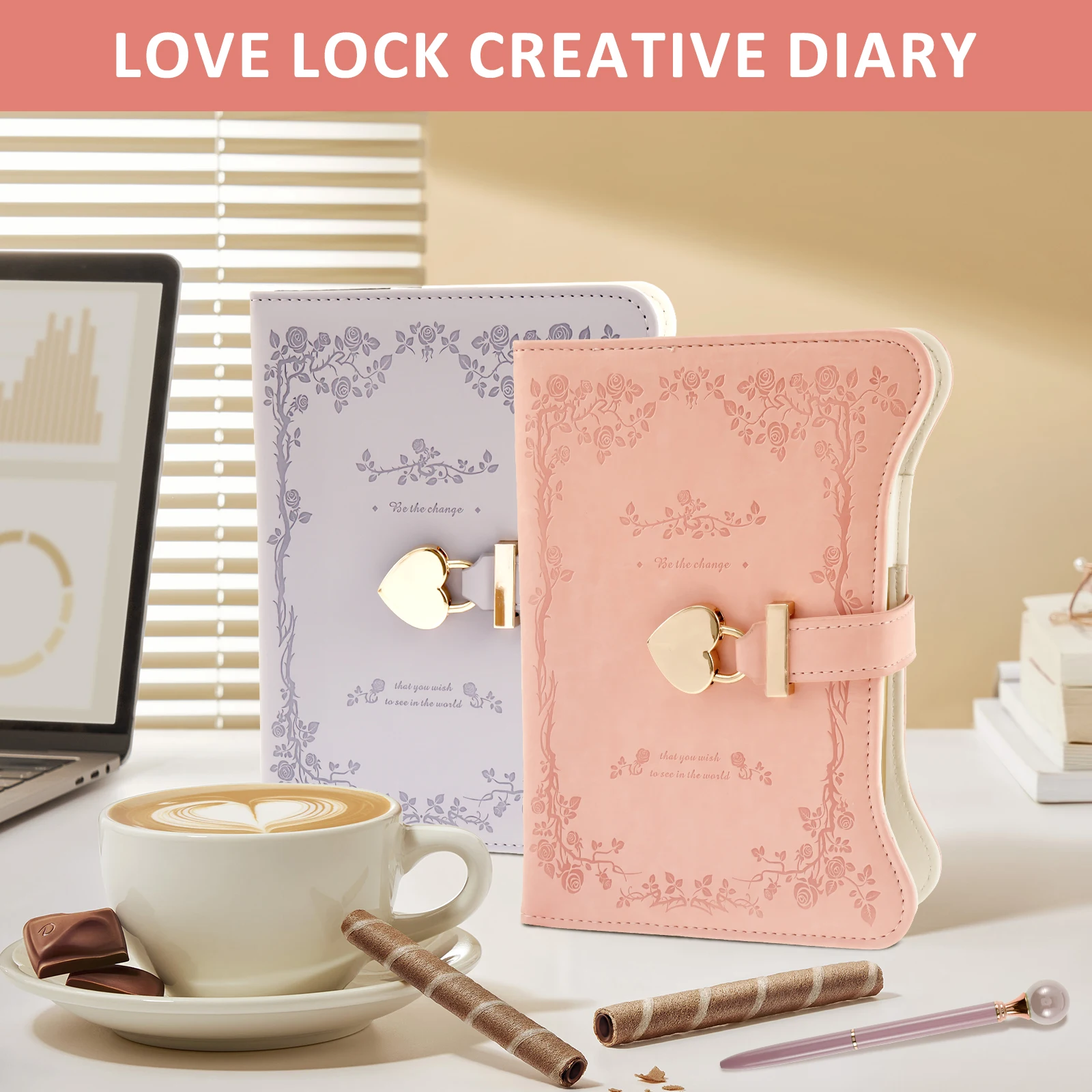 Diary with Lock and Keys 360 Pages Journal with Lock B6 Size PU Leather Locking Diary with Pen Cute Journal Set for Kids Women