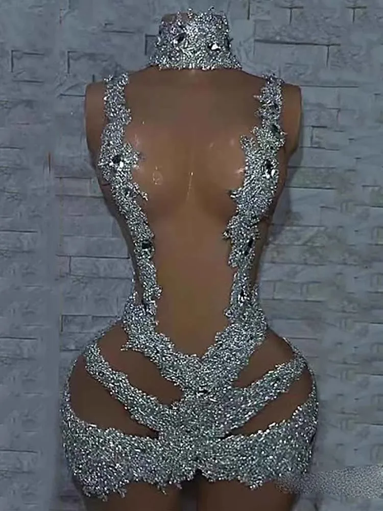 Hochwertiges, heißprägenes, sexy elastisches Mesh-Kleid, 2025, neue Mode, individuelle Damenbekleidung