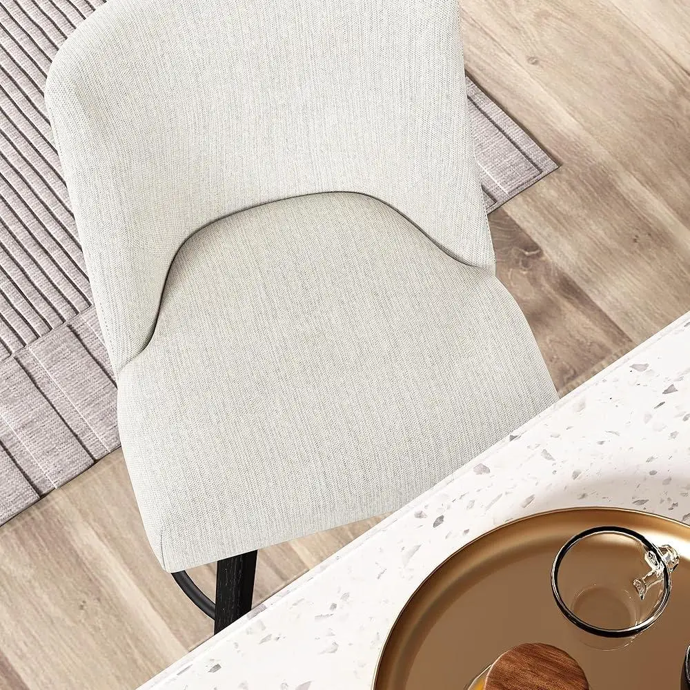 Counter Height Swivel Bar Stools Set of 2 Fabric Upholstered Modern Kitchen Stools with Back Rest Comfortable Design Home Dining