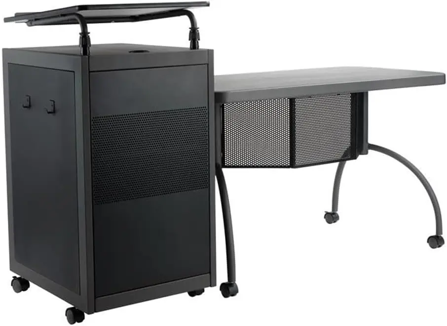 Metal Teacher's WorkPod Desk and Lectern Kit in Charcoal