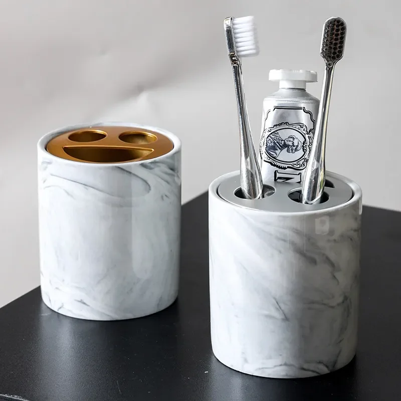 Creative Marble Ceramic Rinse Cup Toothbrush Holder Portable Lotion Bottle Bathroom Shampoo Dispenser Soap Dispenser Bathroom