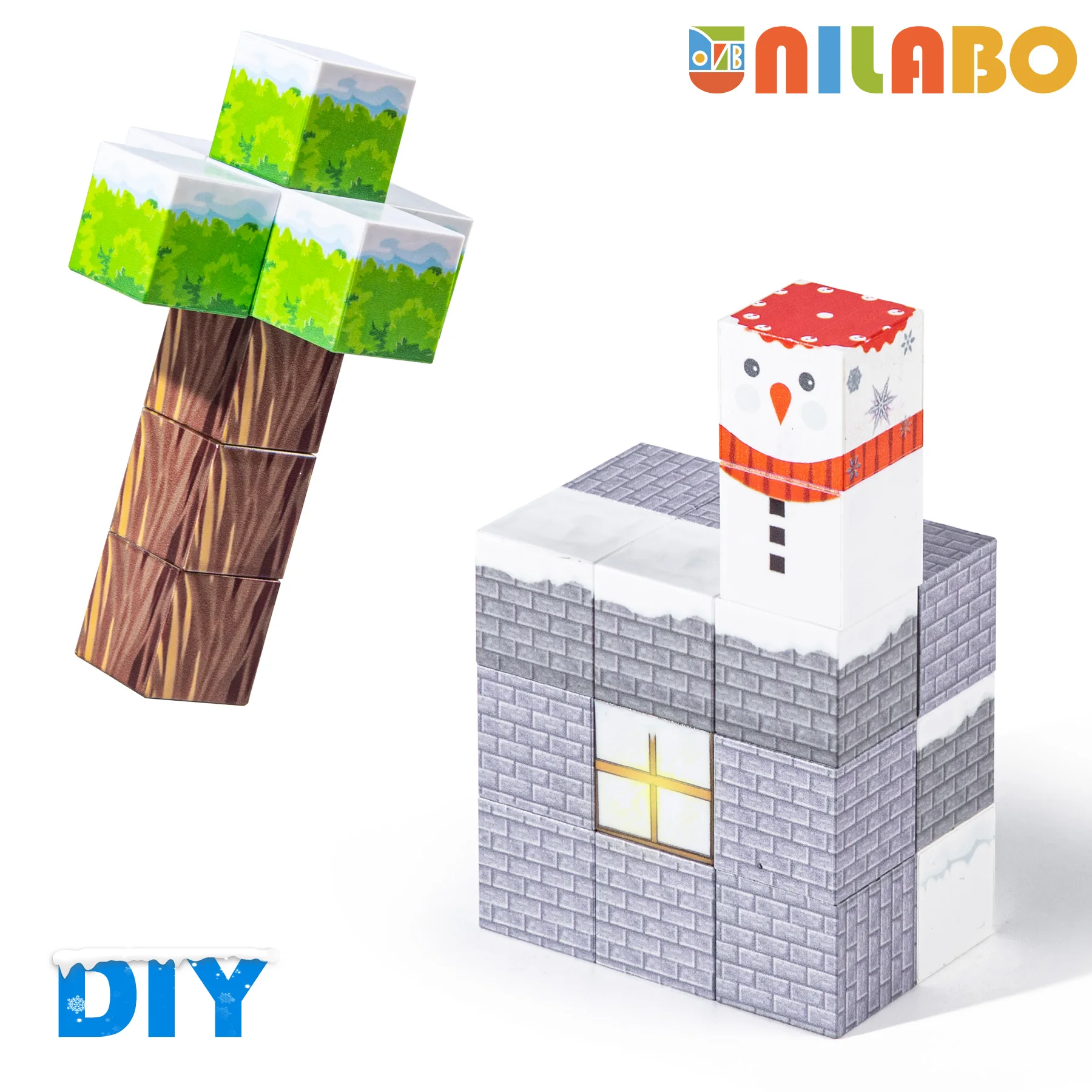 Unilabo 138 peças de blocos de construção magnéticos iluminados, neve 2025, brinquedos de jogo STEM atualizados, presentes de aniversário de Natal para crianças de 3 anos ou mais