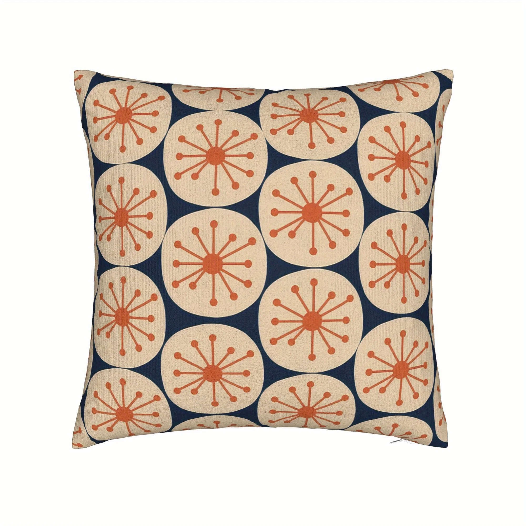 Atomic Retro Pattern Pillow Cover, Burnt Orange and Navy  Abstract Design Cushion Case for Living Room Bedroom Home Decor Gift