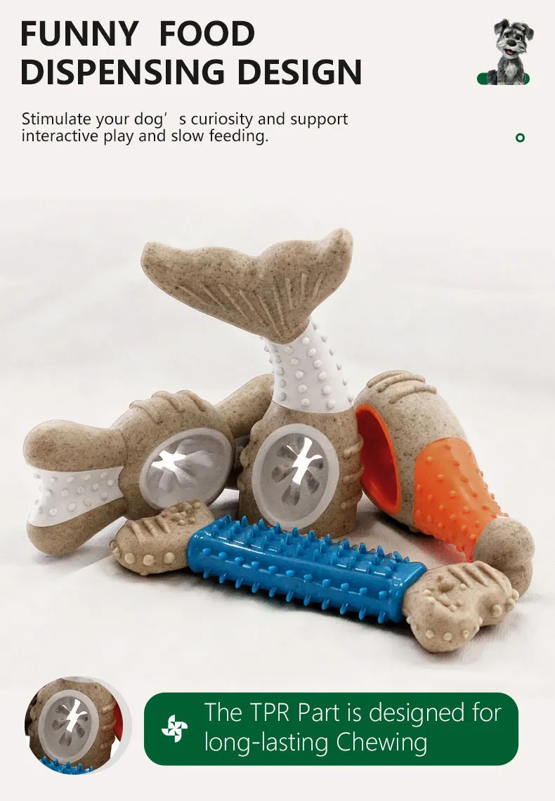 High Cost-effective Wood Plastic TPR Material Bite Resistant Dog Chew Toy for Pet Teeth Cleaning DROPSHIPPING