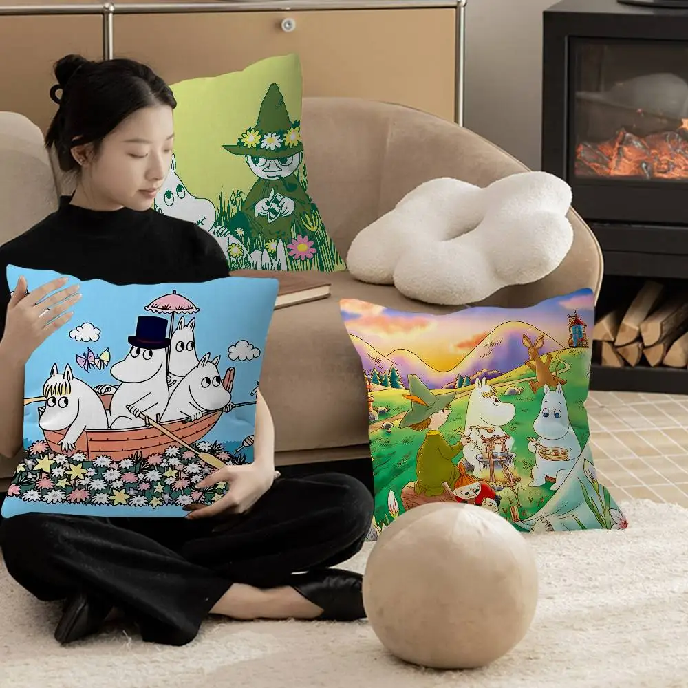 retro Cute M-Moomins Pillow Cover for Bedroom Room and Living Room Sofa Decorative Cushion Cover