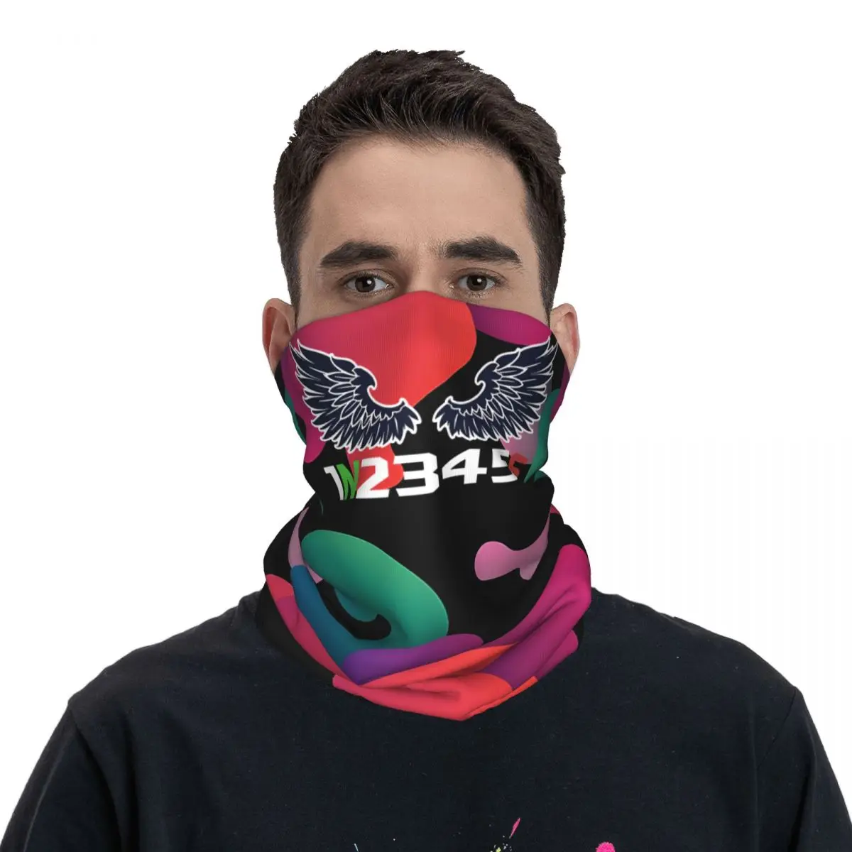 1N23456 Angel Two Sides 1n23456 Bandana Neck Gaiter Printed Motorcycle Club Face Mask Multi-use Balaclava Cycling Unisex Adult