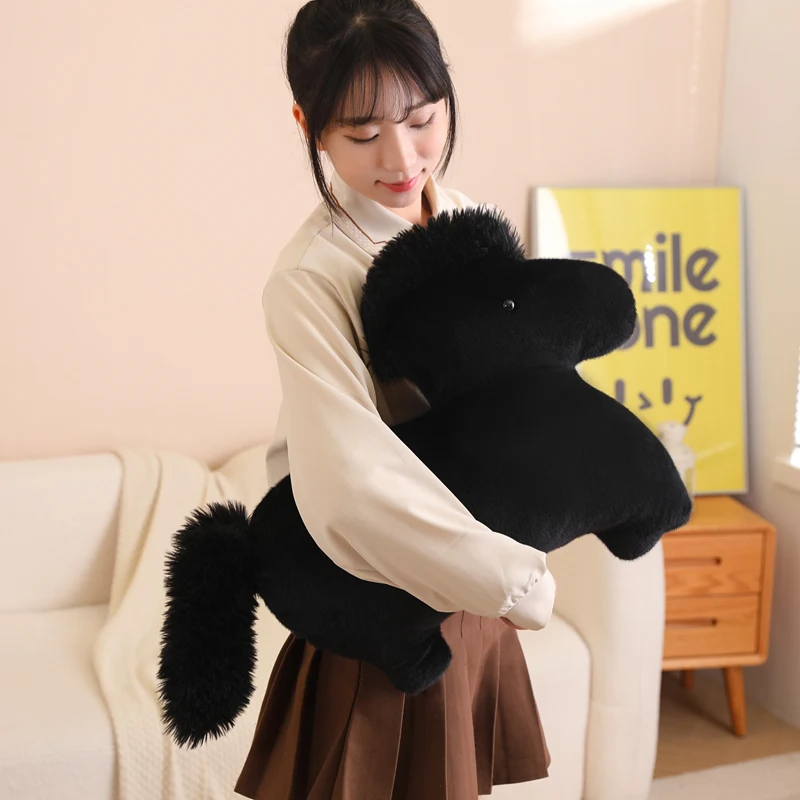 1pc 55cm Cartoon Simulation schwarzes Pferd weißes Pferd weiches langlebiges Kissen kawaii Raum dekoration Geschenk für Kinder