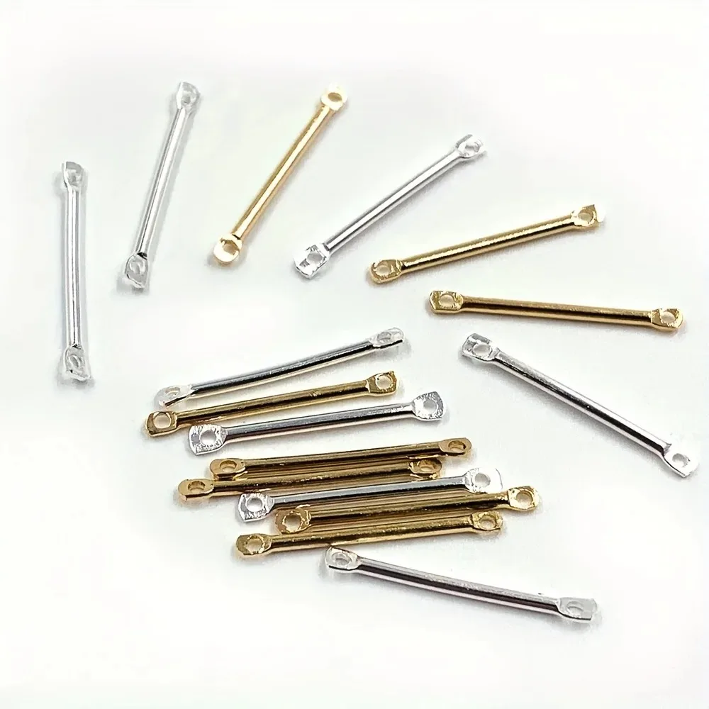 50 قطعة وصلات شريطية فارغة لصنع المجوهرات - موصلات معدنية مستطيلة من الفضة والذهب والروديوم (سوار، وصلات قلادة) #5
