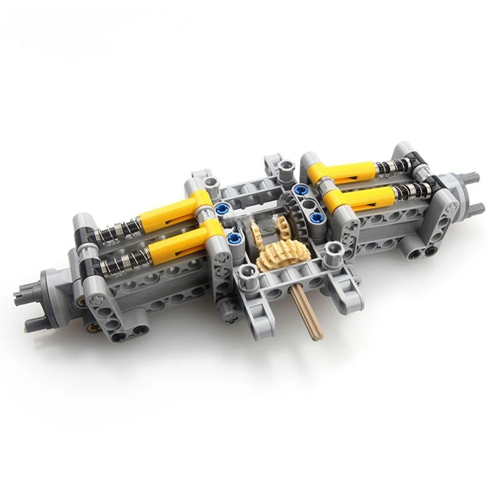 MOC Rear Drive System Shock Absorbing Car Chassis Toy Differentials Puzzle Building Blocks Model Building Blocks Technical Parts