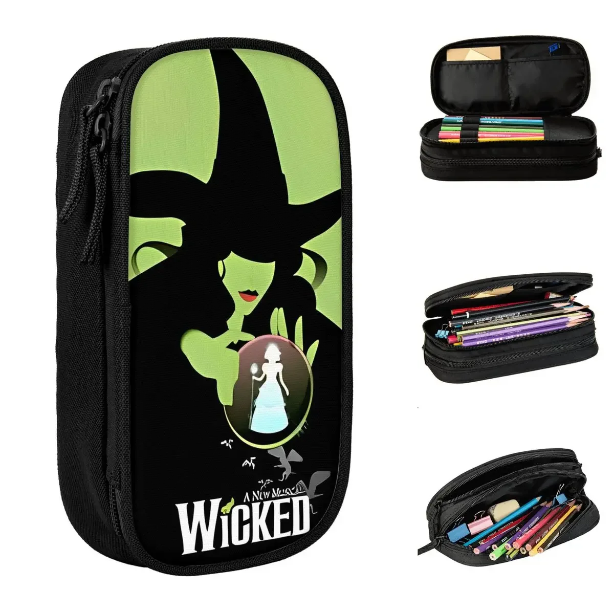 Fashion Epic Musical Fantasy Film Pencil Cases Wicked Pencil Pouch Pen Holder for Student Big Capacity Bags Gifts Stationery