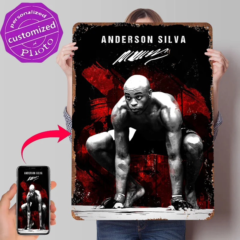 Anderson Silva MMA Fighter Metal Poster Customized Wall Art Retro Vintage Tinplate Signs for Home Decorations Living Room House