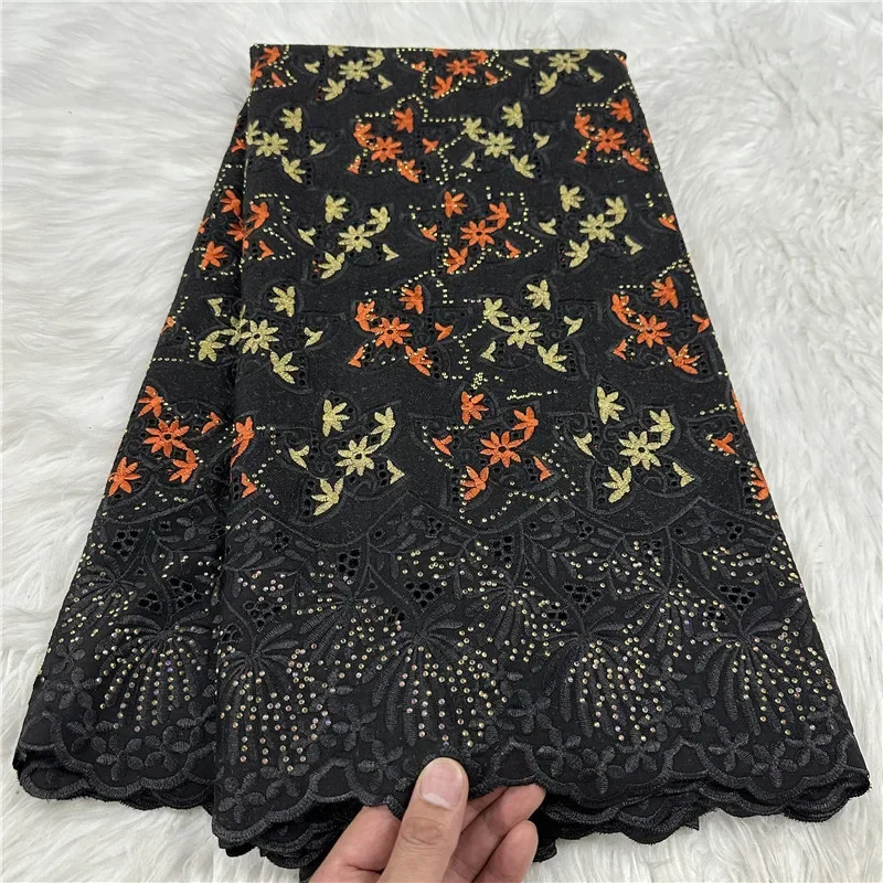 

5 ярдов африканская швейцарская вуаль кружевная ткань с вышивкой высокого качества с сухими камнями 100% хлопок в Дубае стиль для свадьбы 18L163001