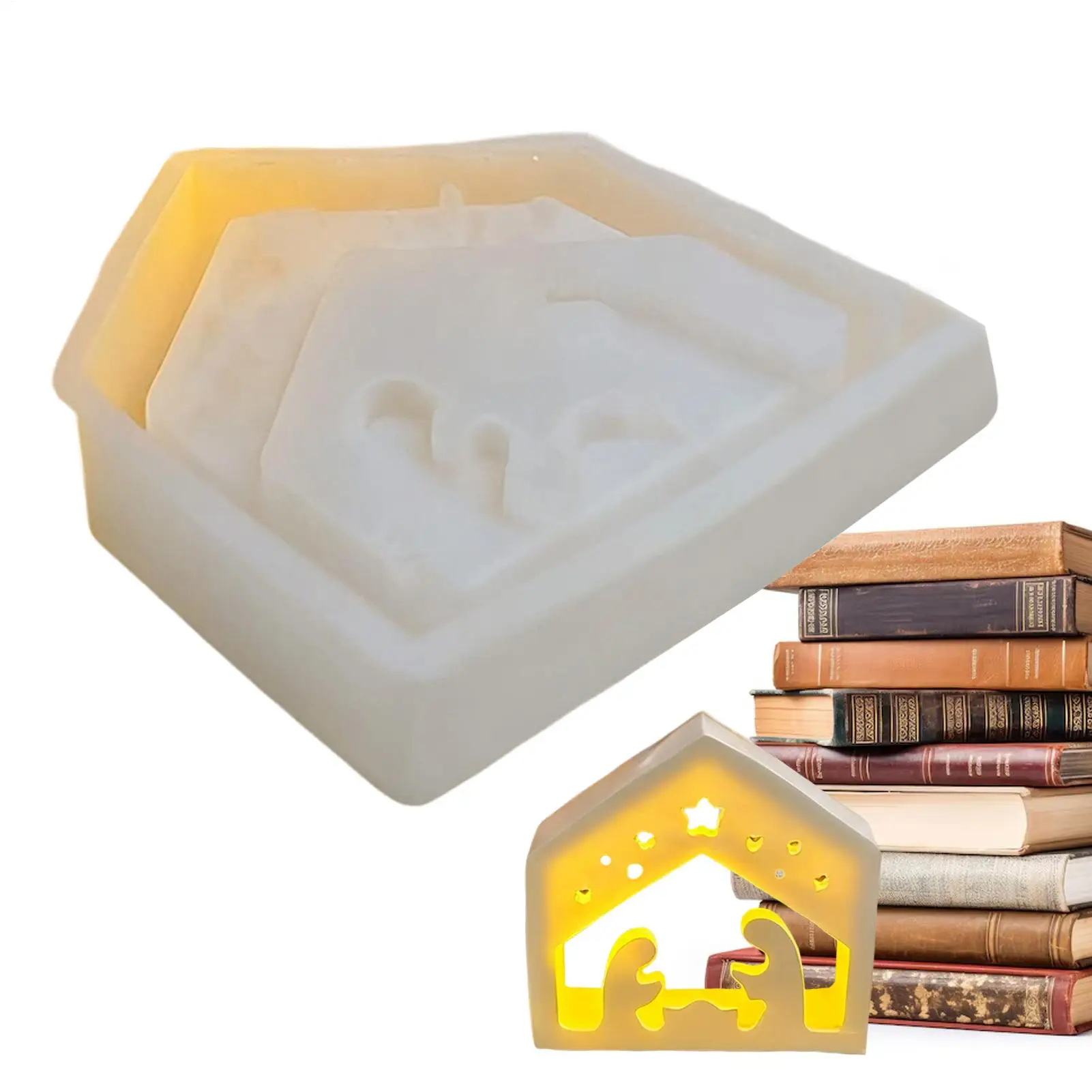 Christmas Nativity Mold Jesus Tealight Holder Template Advent Christmas Nativity Scene Ornament Mold For Handmade Scented